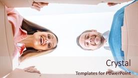  Presentation with man woman - Amazing theme having unpack - woman and man moving backdrop and a  colored foreground