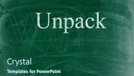  Presentation with chalk - PPT layouts enhanced with unpack-business-phrase-written background and a ocean colored foreground