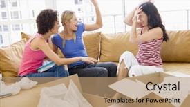  Presentation with new baby girl - Slides consisting of unpacking boxes in new home background and a  colored foreground