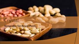  Presentation with peanuts - Presentation design having unpeeled-and-peeled-peanuts background and a gold colored foreground