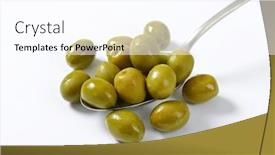  Presentation with green - Cool new PPT layouts with unpitted-brine-cured-green-olives backdrop and a pink colored foreground