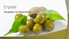  Presentation with green - Presentation theme with unpitted-brine-cured-green-olives background and a pink colored foreground