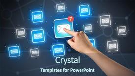  Presentation with hand touching finger digital - Presentation theme enhanced with unread mail icon with more background and a  colored foreground