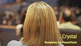  Presentation with security at a mass event - Beautiful theme featuring unrecognisable woman attending an event backdrop and a  colored foreground