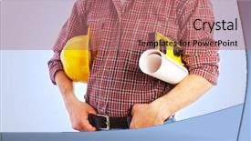  Presentation with tool belt tools - Slide set featuring unrecognizable builder with the tools background and a  colored foreground