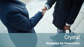  Presentation with shaking hands - Presentation theme featuring unrecognizable business people shaking hands background and a teal colored foreground