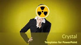  Presentation with radioactivity - Slide set consisting of unrecognizable-businesswoman-hiding-her-face background and a tawny brown colored foreground