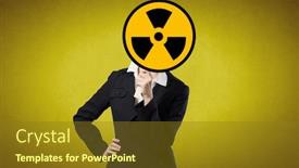  Presentation with radioactivity - PPT layouts featuring unrecognizable-businesswoman-hiding-her-face background and a tawny brown colored foreground