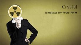 Presentation with radioactivity - PPT layouts consisting of unrecognizable-businesswoman-hiding-her-face background and a yellow colored foreground