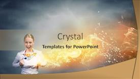  Presentation with superhero businesswoman - Presentation theme enhanced with unrecognizable businesswoman opening her shirt like superhero background and a lemonade colored foreground