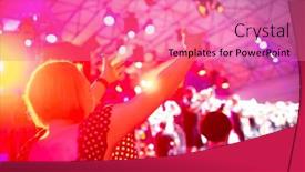  Presentation with festival - Slide set having unrecognizable-female-dancing-under-bright background and a coral colored foreground