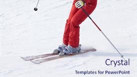  Presentation with female powerlifting - Audience pleasing presentation theme consisting of unrecognizable female skier on ski backdrop and a  colored foreground