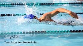  Presentation with water splash - Audience pleasing theme consisting of unrecognizable-freestyle-swimmer backdrop and a light blue colored foreground