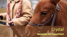  Presentation with shot - PPT theme having unrecognizable-little-girl-leading-beautiful background and a tawny brown colored foreground