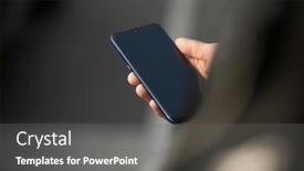  Presentation with mobile application - Presentation having unrecognizable-man-holding-mobile-smartphone background and a gray colored foreground