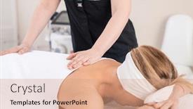  Presentation with massage therapist - PPT theme enhanced with unrecognizable-massage-therapist-pampering-back background and a coral colored foreground