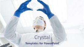  Presentation with cell culture - Beautiful PPT theme featuring unrecognizable-medical-scientist-wearing-lab backdrop and a sky blue colored foreground