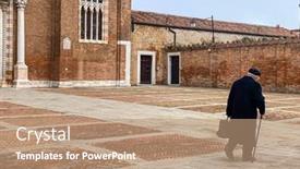  Presentation with venice - PPT layouts with unrecognizable-old-priest-wearing background and a coral colored foreground