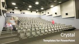  Presentation with cinema - PPT layouts featuring unrecognizable people in a cinema background and a violet colored foreground