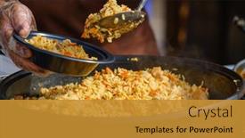  Presentation with cooking - Presentation theme with unrecognizable-person-in-gloves-using background and a  colored foreground