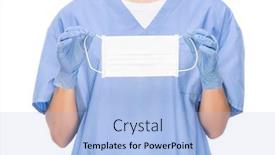  Presentation with surgical gloves - PPT layouts enhanced with unrecognizable-surgeon-in-scrubs background and a light blue colored foreground