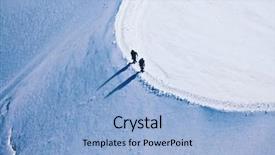  Presentation with way - Slide set enhanced with unrecognizable two climbers on the way to a mountain peak in the alps background and a light blue colored foreground