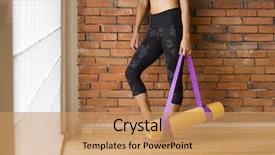  Presentation with yoga in school - Slide set featuring unrecognizable woman in a yoga background and a coral colored foreground