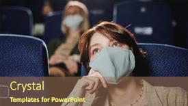  Presentation with cinematography video movie cinema concept - PPT layouts having unrecognizable-young-caucasian-woman-wearing background and a violet colored foreground