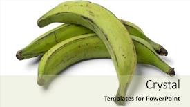  Presentation with unripe - Slides having unripe bananas isolated on white background and a soft green colored foreground