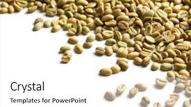  Presentation with coffee beans on a white - Presentation theme having unroasted coffee beans on white background and a white colored foreground