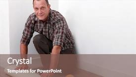  Presentation with double down - Amazing presentation theme having unroll - man putting down linoleum flooring backdrop and a violet colored foreground