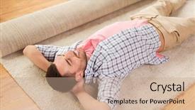  Presentation with home renovation - Amazing presentation theme having unroll - people repair and renovation concept backdrop and a coral colored foreground