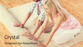  Presentation with home renovation - Beautiful PPT theme featuring unroll - people repair and renovation concept backdrop and a  colored foreground