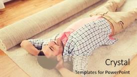  Presentation with home renovation - Audience pleasing slide set consisting of unroll - people repair and renovation concept backdrop and a lemonade colored foreground