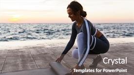  Presentation with super woman women power - Amazing presentation theme having unroll - portrait of a smiling young backdrop and a  colored foreground