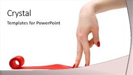  Presentation with red ribbon hiv - Theme having unroll - walking fingers on a red background and a white colored foreground