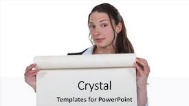  Presentation with roll - Colorful presentation design enhanced with unroll - woman unrolling a roll backdrop and a light gray colored foreground