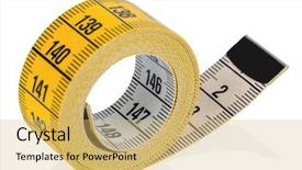 Presentation with tape measure - PPT theme featuring unroll - yellow tape measure symbolic photo background and a yellow colored foreground