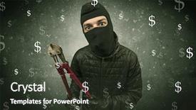  Presentation with clothing wooden clothes hanger object - Slide deck enhanced with unsafe act - money hungry thief in black background and a  colored foreground