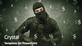  Presentation with black-hand - Colorful presentation theme enhanced with unsafe act - money hungry thief in black backdrop and a  colored foreground