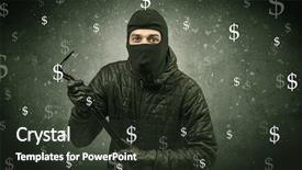  Presentation with black women advocate - Beautiful slide deck featuring unsafe act - money hungry thief in black backdrop and a  colored foreground