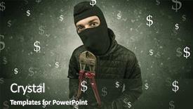  Presentation with black f - PPT layouts having unsafe act - money hungry thief in black background and a  colored foreground