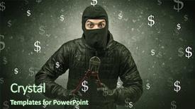  Presentation with clothing wooden clothes hanger object - Slides having unsafe act - money hungry thief in black background and a  colored foreground