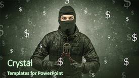  Presentation with clothing wooden clothes hanger object - Beautiful slides featuring unsafe act - money hungry thief in black backdrop and a  colored foreground