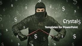  Presentation with black hand - Cool new presentation theme with unsafe act - money hungry thief in black backdrop and a  colored foreground