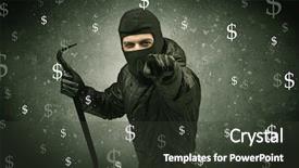  Presentation with black-hand - PPT theme featuring unsafe act - money hungry thief in black background and a  colored foreground