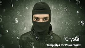  Presentation with clothing wooden clothes hanger object - Colorful slides enhanced with unsafe act - money hungry thief in black backdrop and a  colored foreground