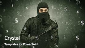  Presentation with black hand - PPT layouts with unsafe act - money hungry thief in black background and a  colored foreground