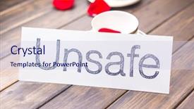  Presentation with cup coffee - Colorful presentation design enhanced with unsecured - white paper with word unsafe backdrop and a  colored foreground
