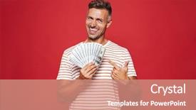  Presentation with red stripe - Presentation theme enhanced with unshaved man in stripe background and a coral colored foreground